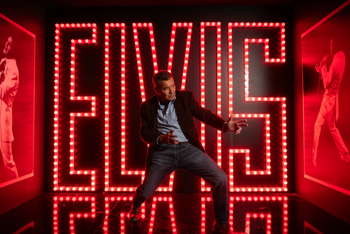 Man in Elvis Exhibit at Graceland Creation Studios