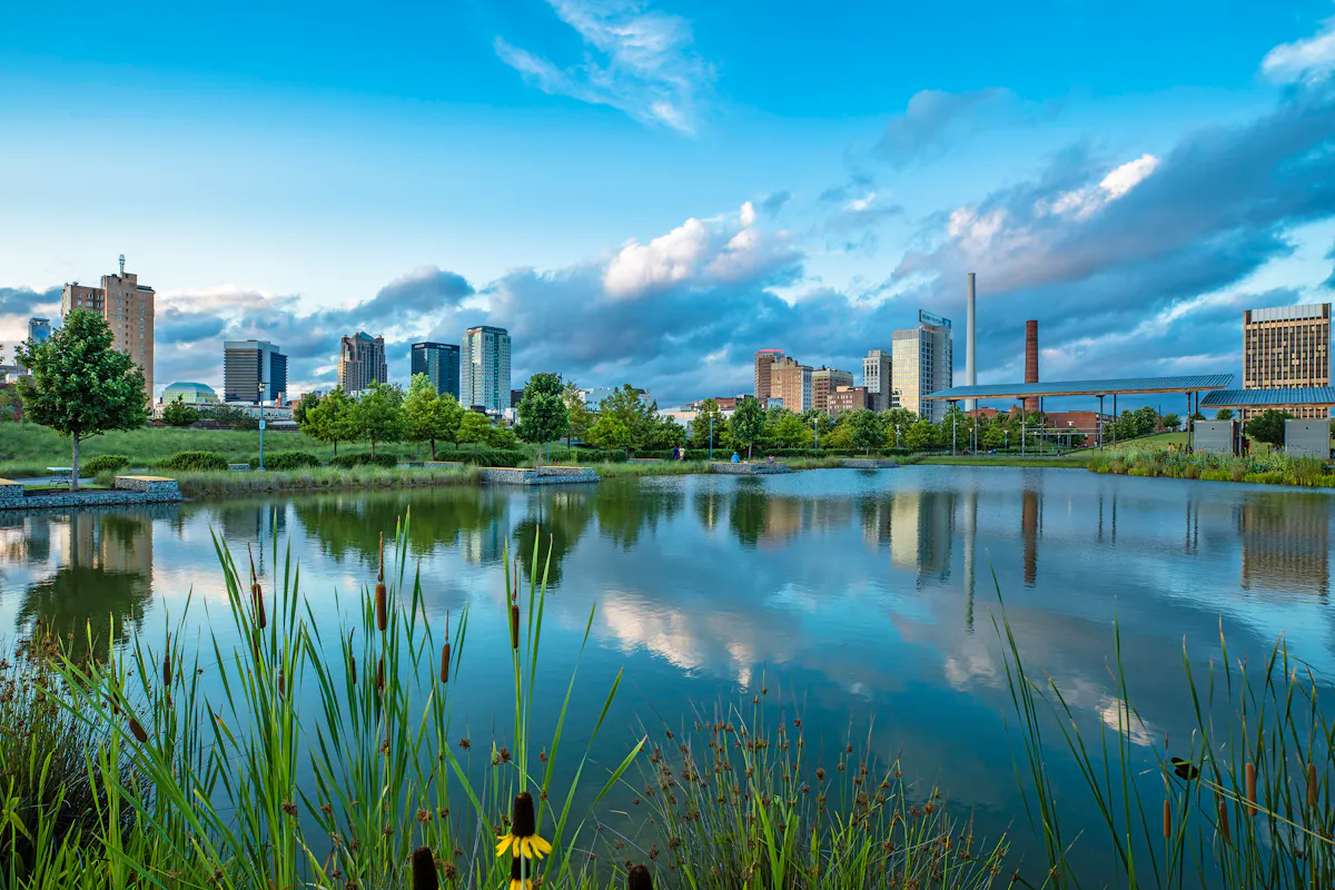 Skyline from Railroad Park Birmingham Alabama 