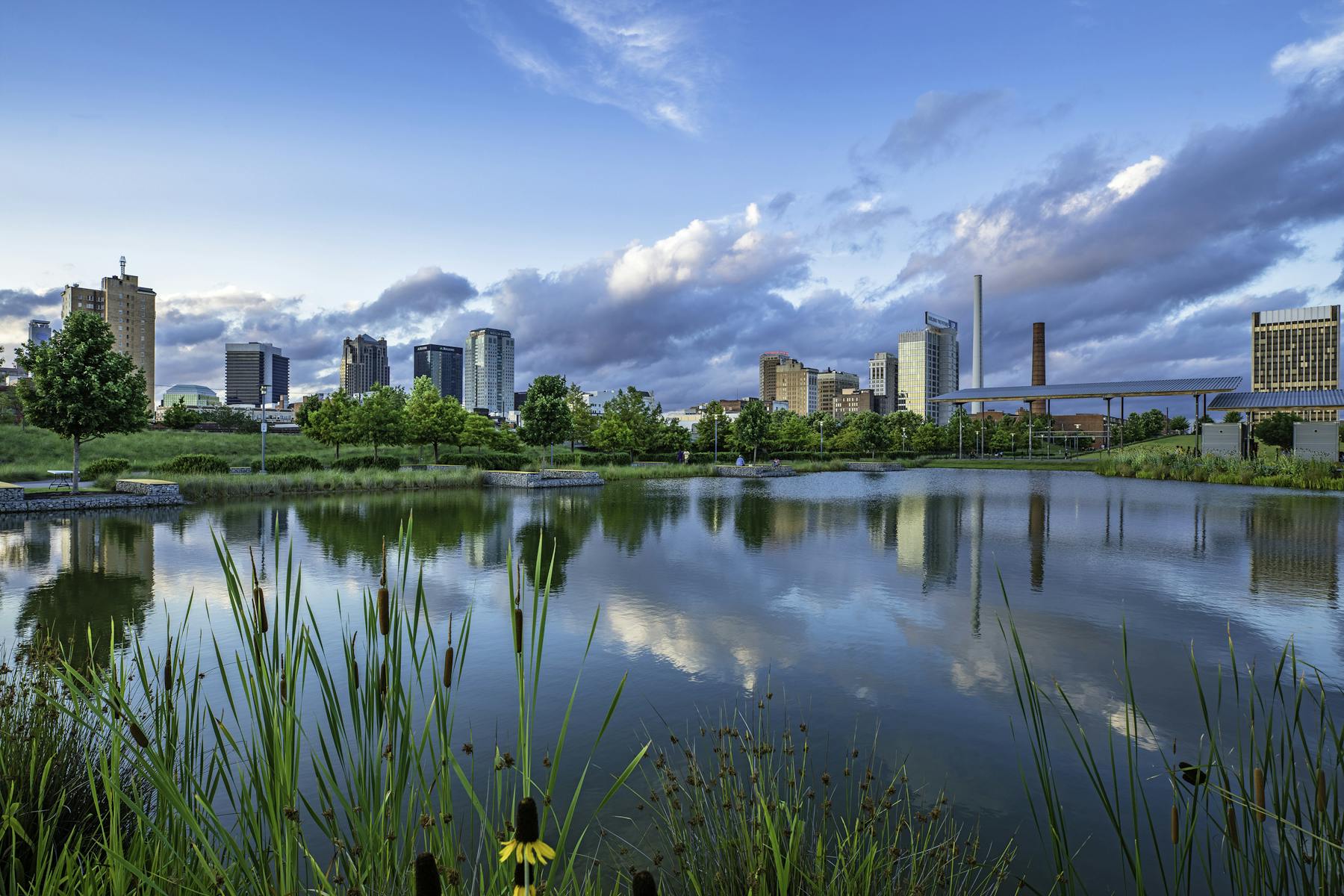 Skyline from Railroad Park Birmingham Alabama 