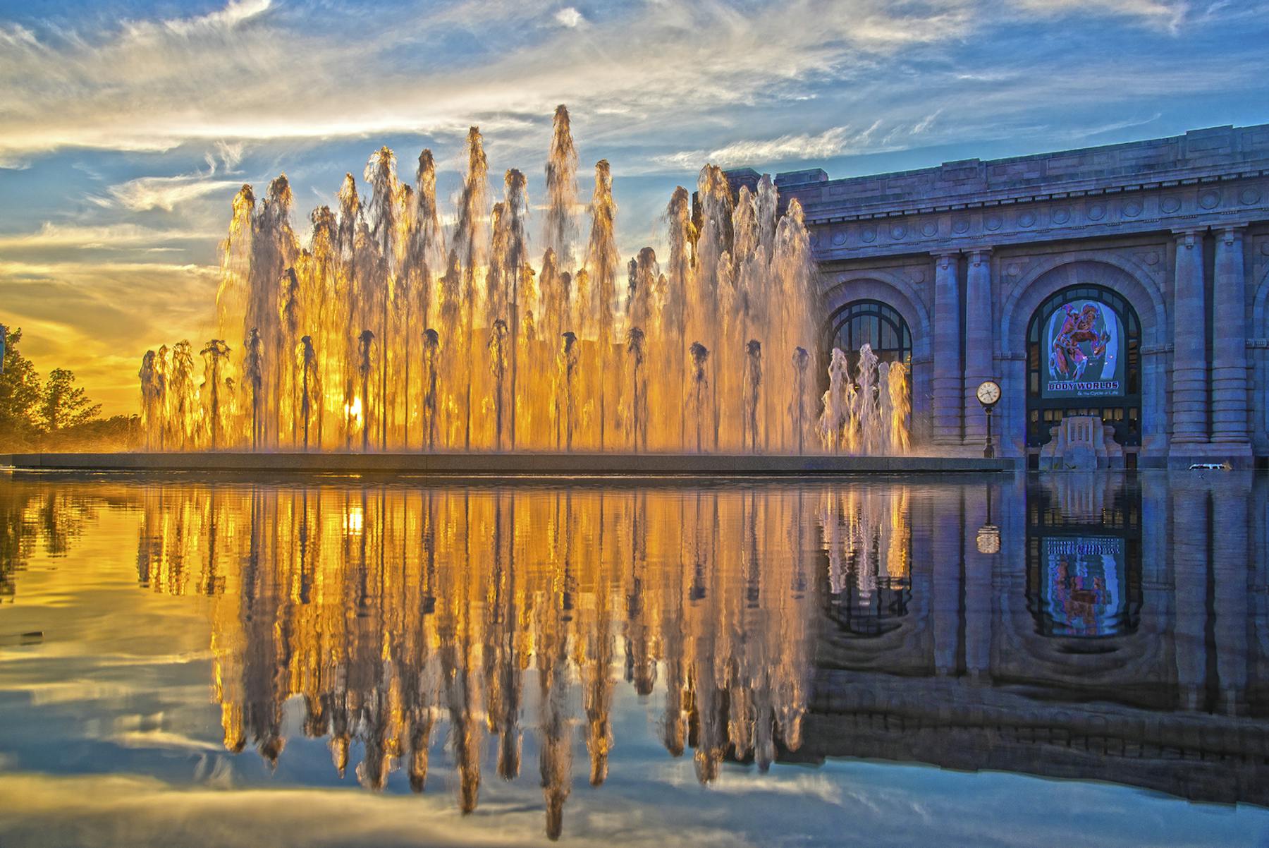 Union Station Fountain Sunset