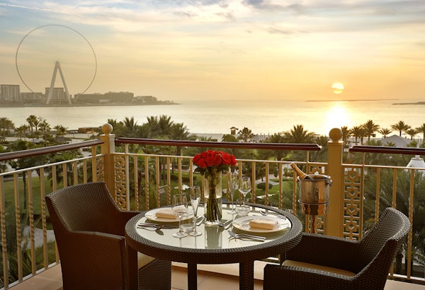 HotelDubaiRitz Carlton DubaiOcean View Romantic Balcony Set up