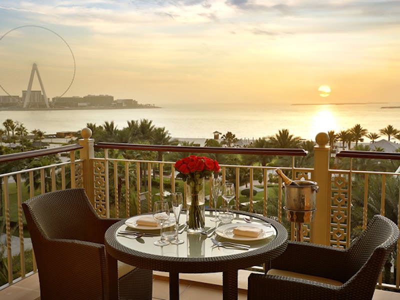 HotelDubaiRitz Carlton DubaiOcean View Romantic Balcony Set up