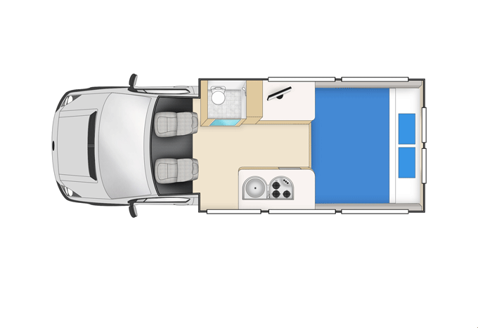 CamperApolloNeuseelandCheapa2Berth FloorplanNight