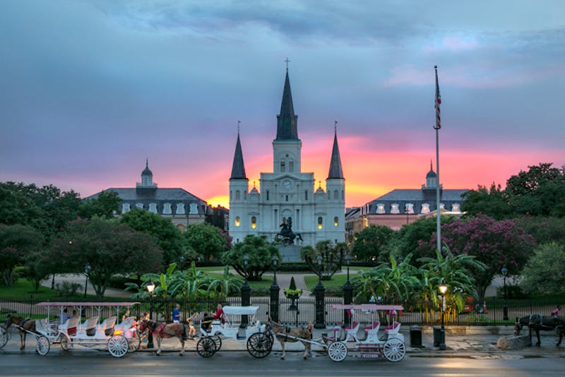 LouisianaNew OrleansFrench Quarter Jackson Square with Saint Louis Cathedral c