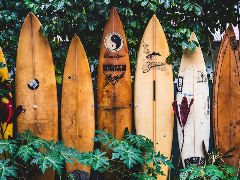 HDHawaiisurfboards holz vor Gruener wand