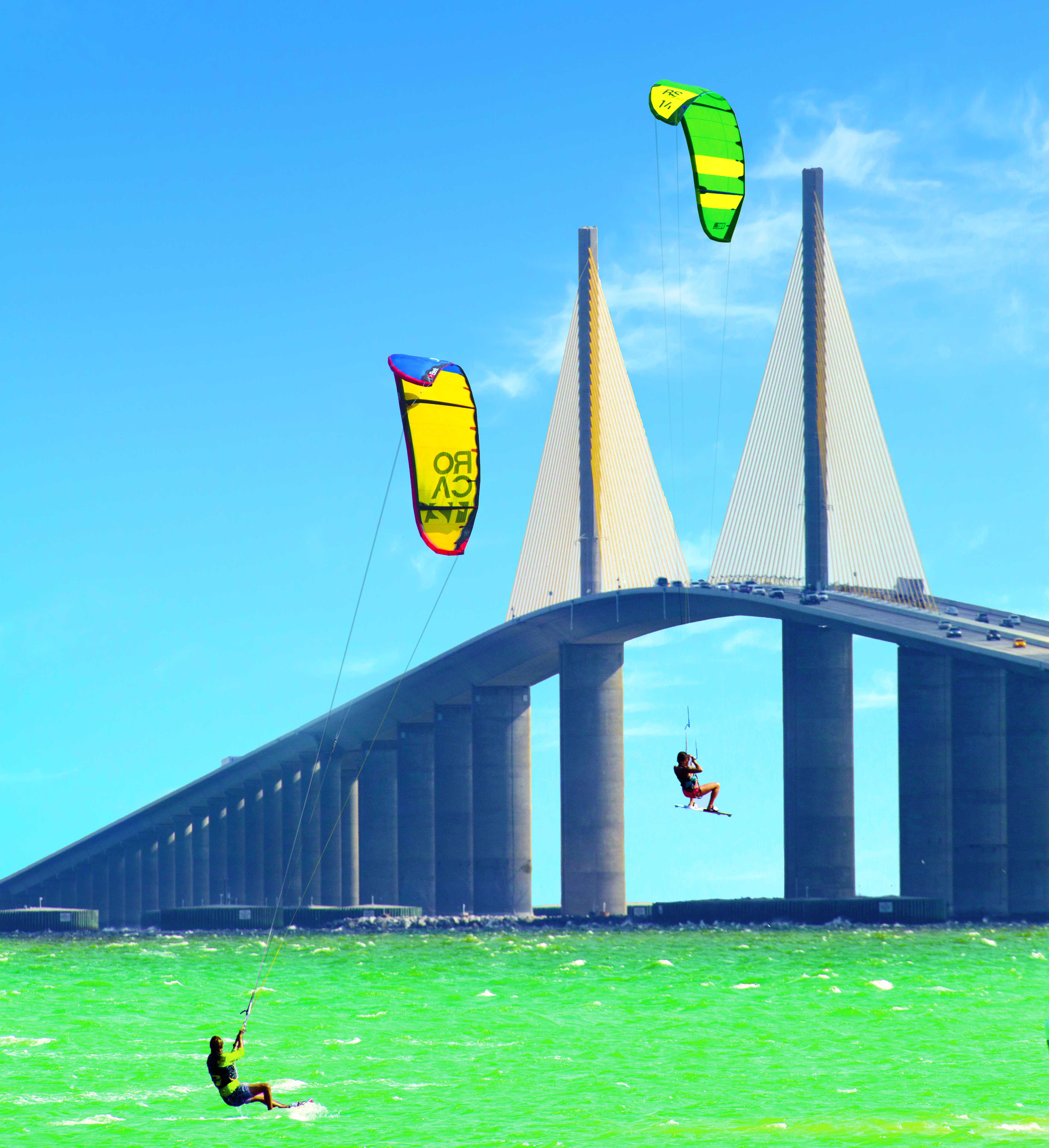HDFloridaSt Pete ClearwaterKite Surfing at Sunshine Skyway Bridge St