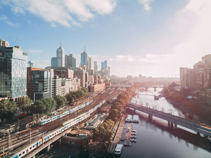 HDAustralienVICMelbourneSkyline sunset