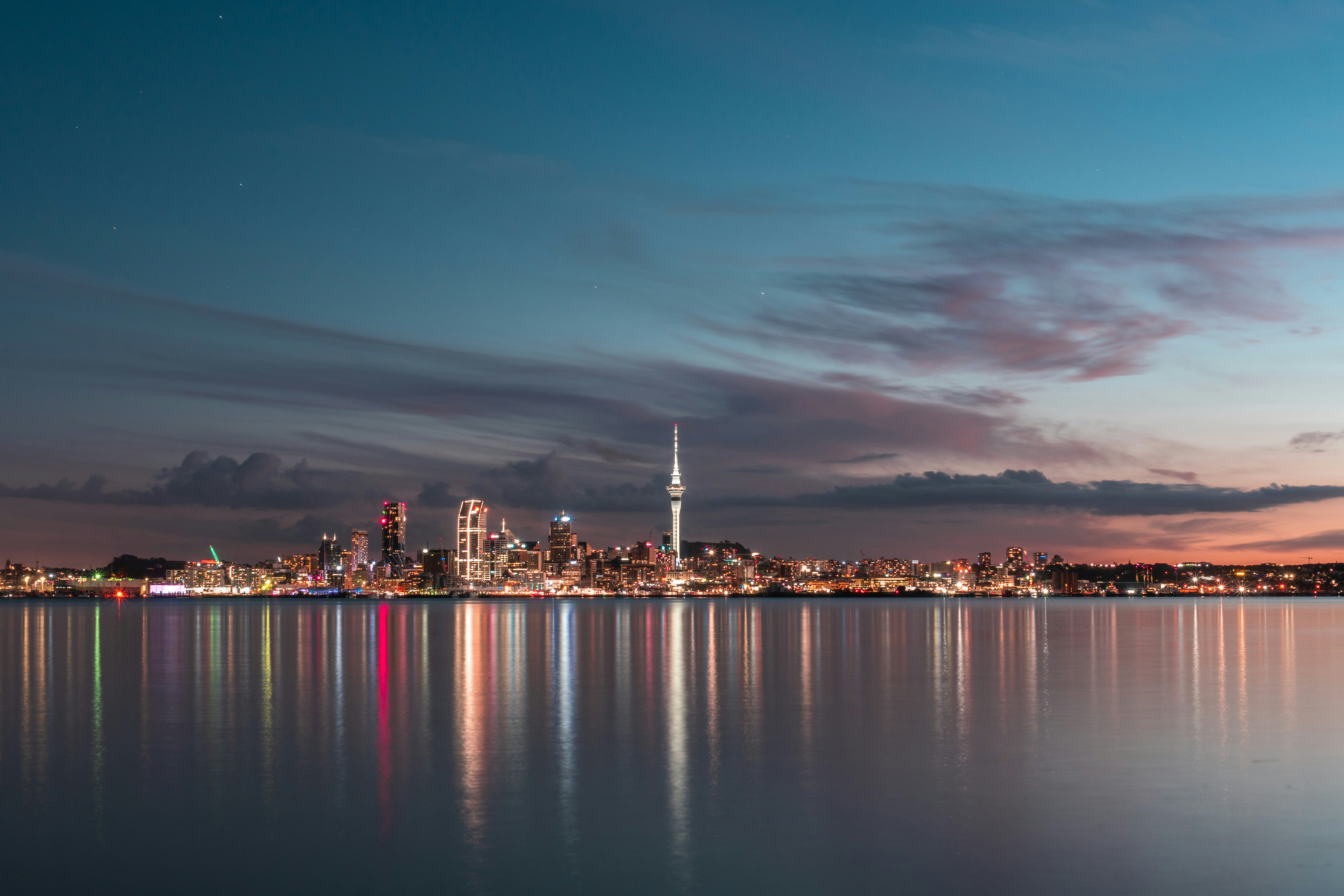 Skyline bei Nacht, Auckland