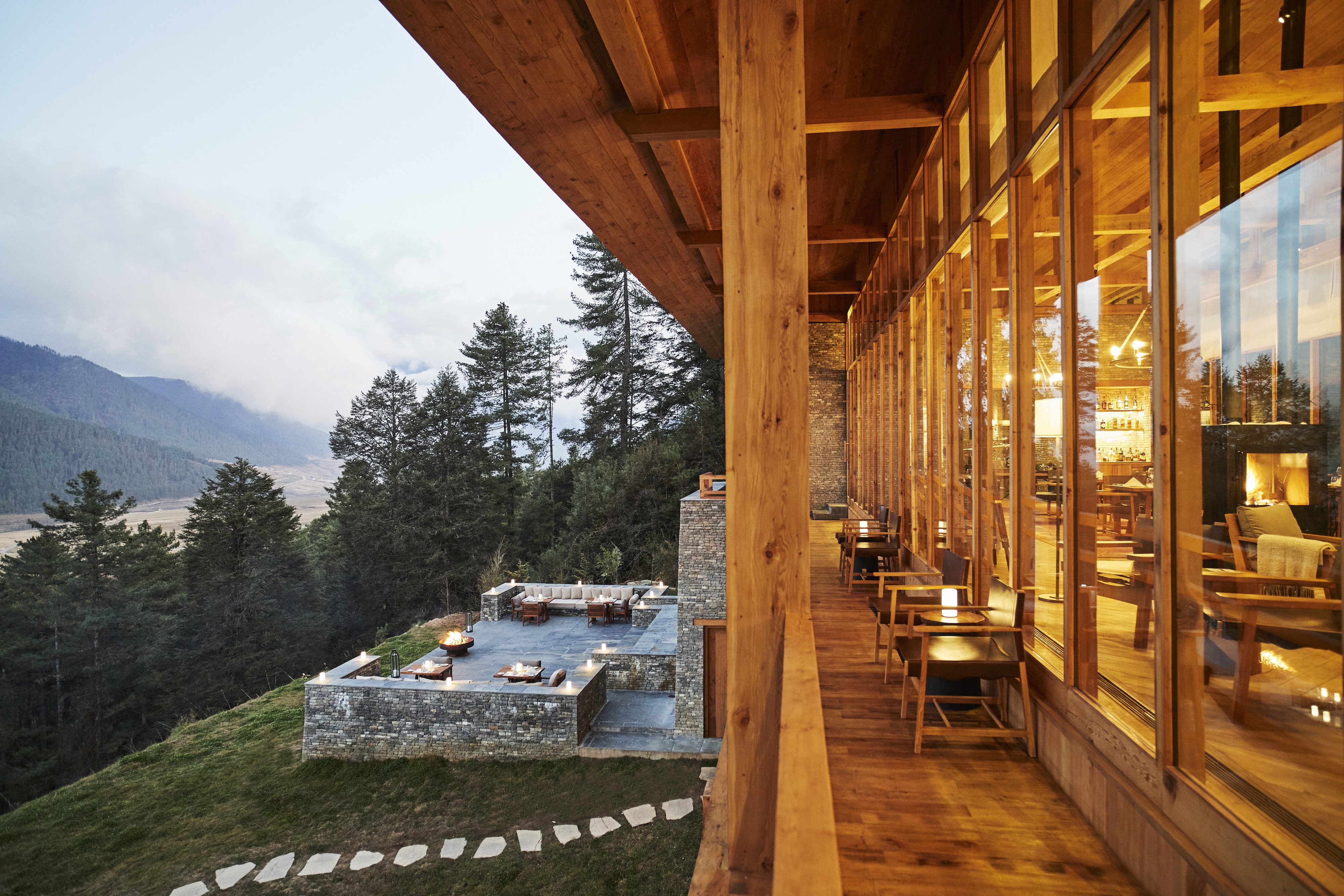 HDHotelBhutanSix Senses GangteyGangtey Main Building Bridge Balcony