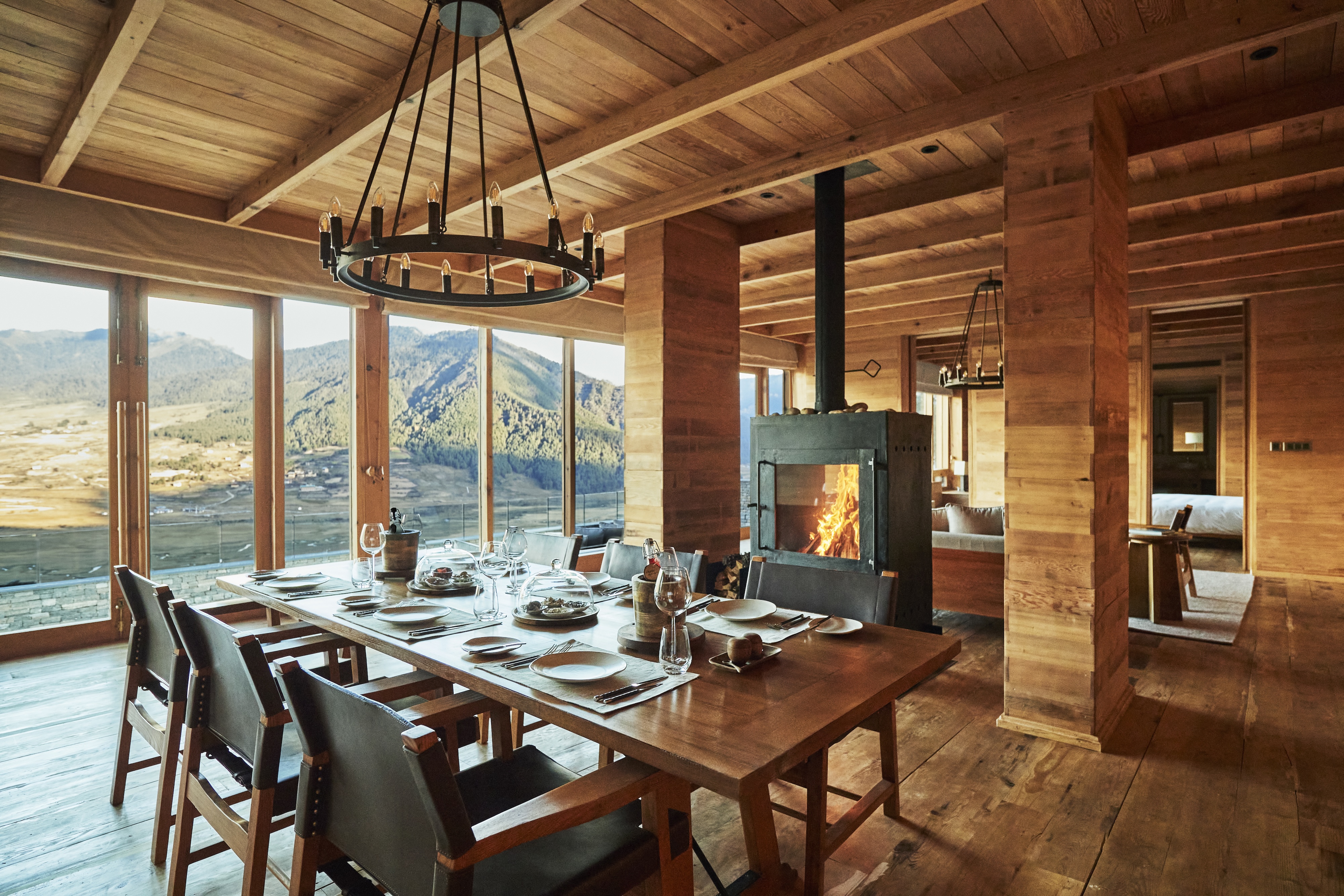 HDHotelBhutanSix Senses GangteyTwo Bedroom Villa Dining Room Gangtey