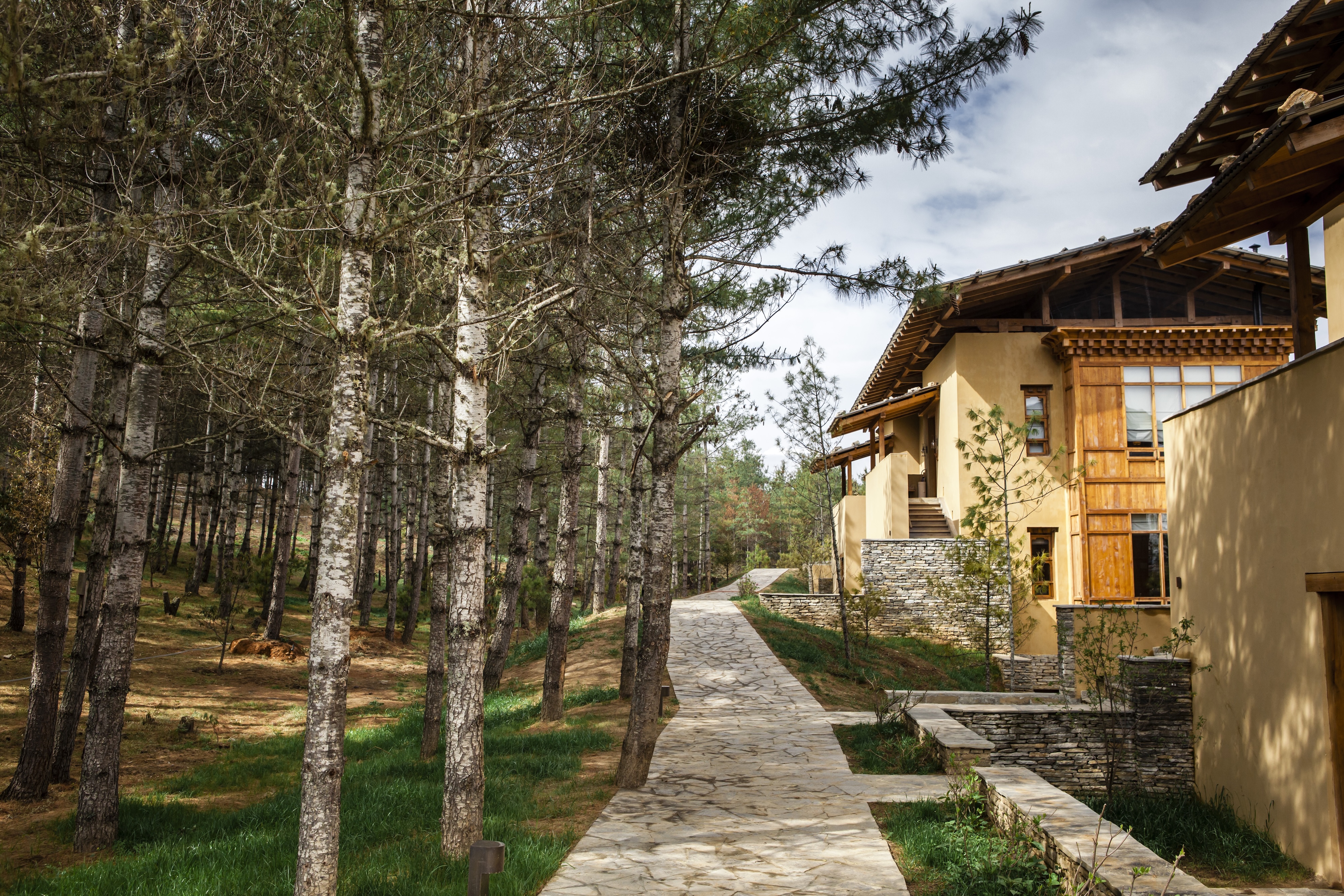 HDHotelBhutanSix Senses ParoParo Bhutan Suites exterior walkway