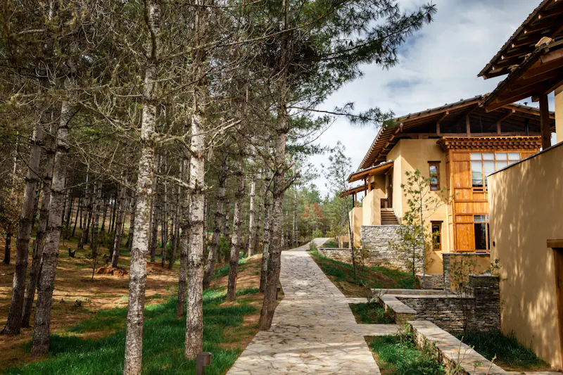HDHotelBhutanSix Senses ParoParo Bhutan Suites exterior walkway