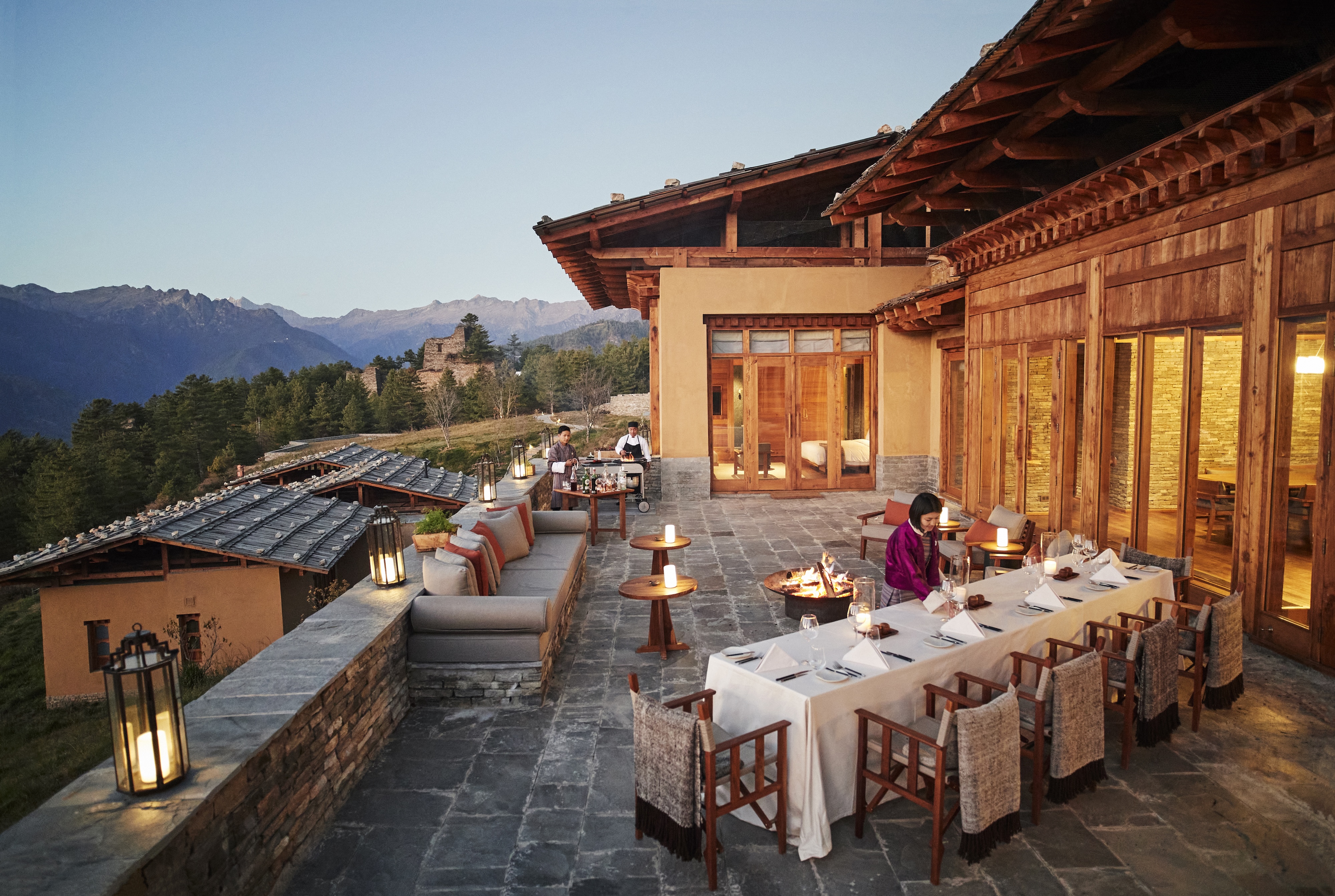 HDHotelBhutanSix Senses ParoThree Bedroom Villa Dining terrace Paro