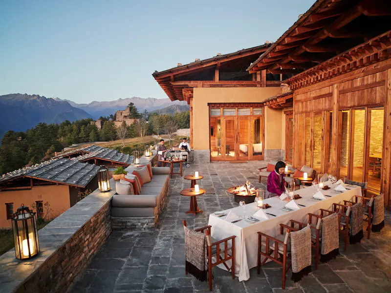 HDHotelBhutanSix Senses ParoThree Bedroom Villa Dining terrace Paro