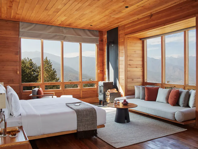 HDHotelBhutanSix Senses ParoUpper Lodge Suite bedroom Paro 1
