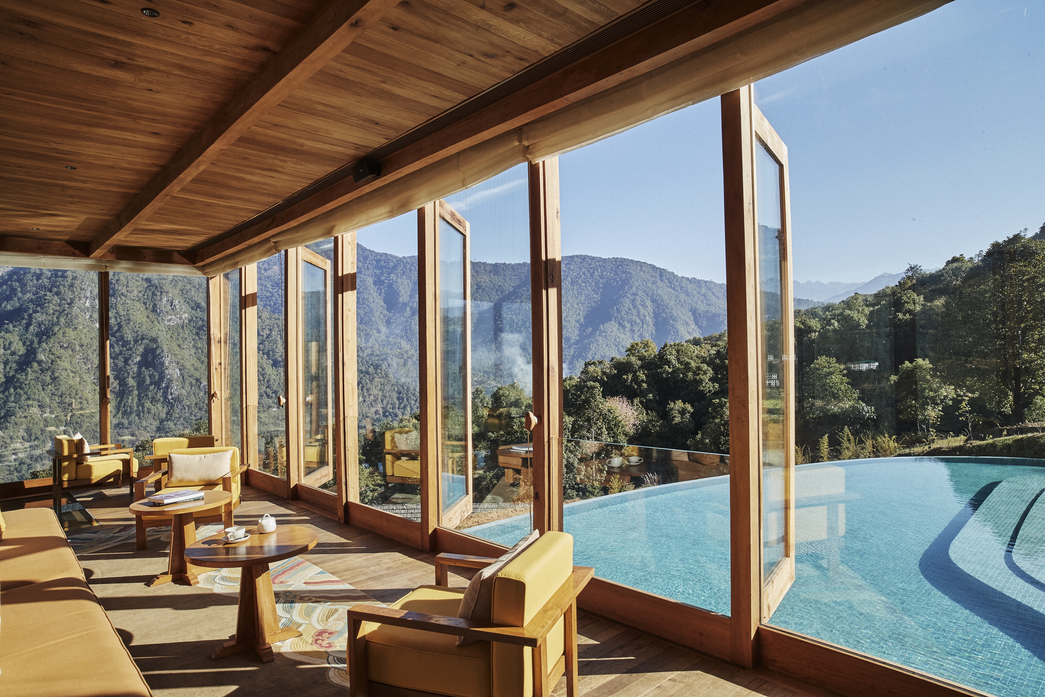 HDHotelBhutanSix Senses PunakhaPunakha Flying Farmhouse Interior with Pool V