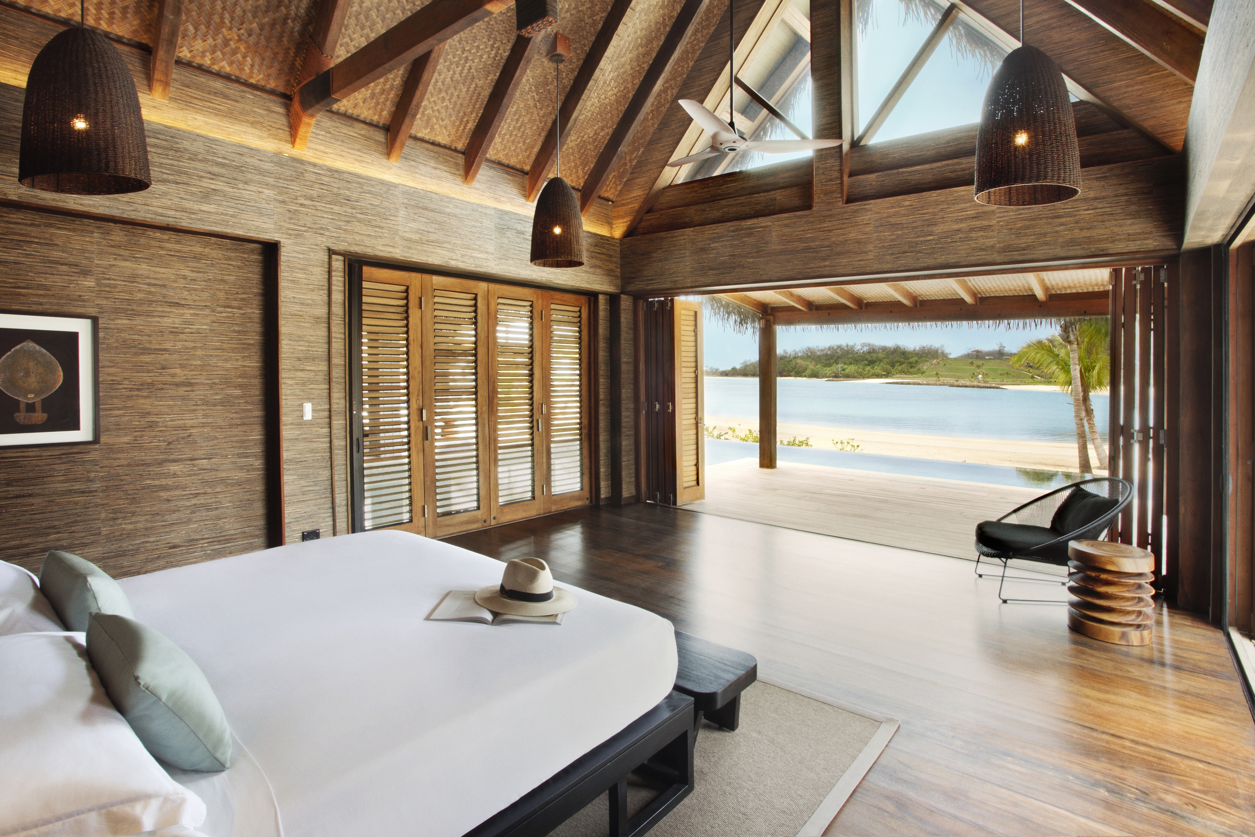 HDHotelFijiSix Senses FijiBeachfront Pool Residence view from bedroom