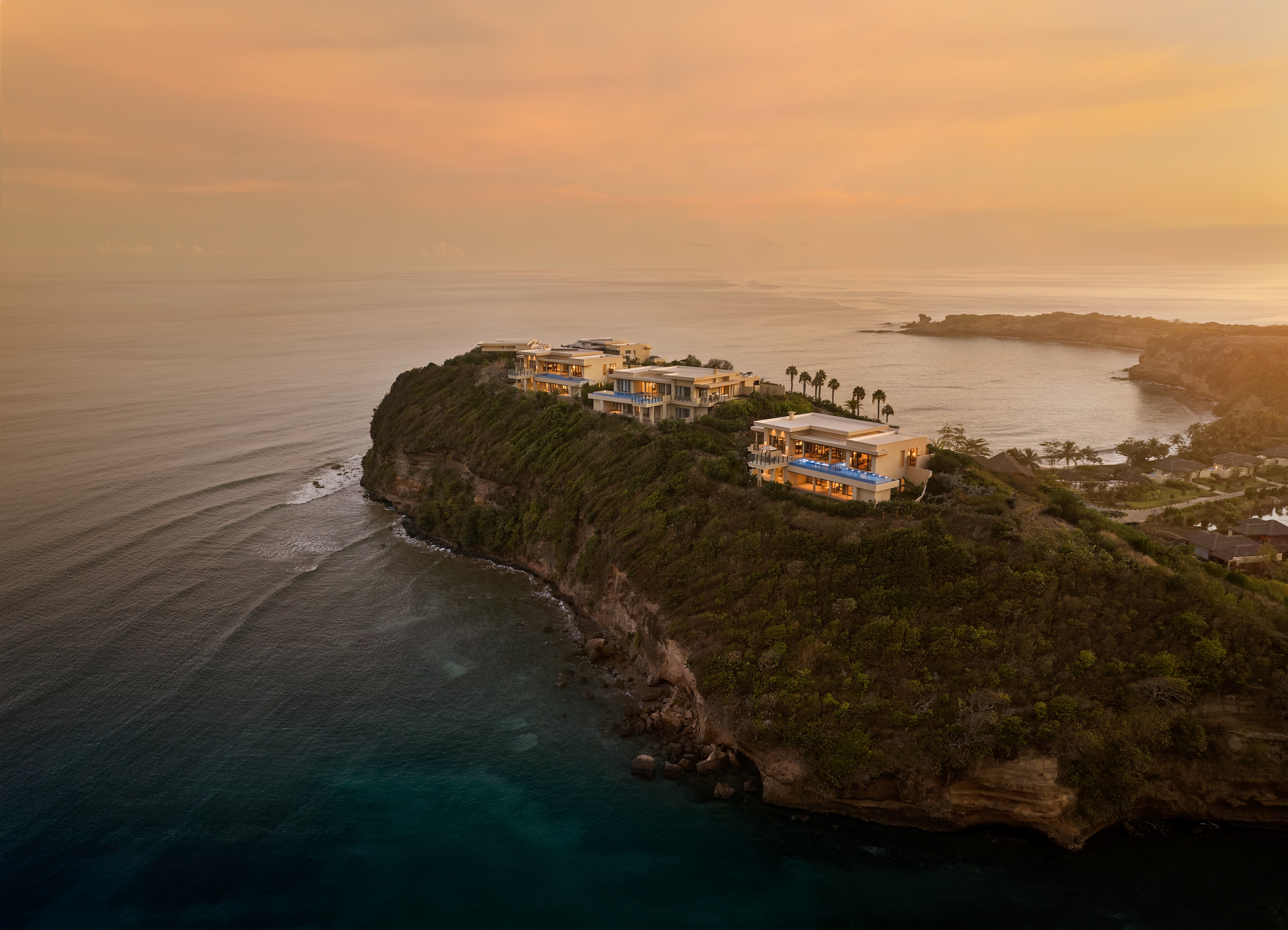 HDHotelGrenadaSix Senses La SagesseFour Bedroom Cliff Retreat Exterior Sunse