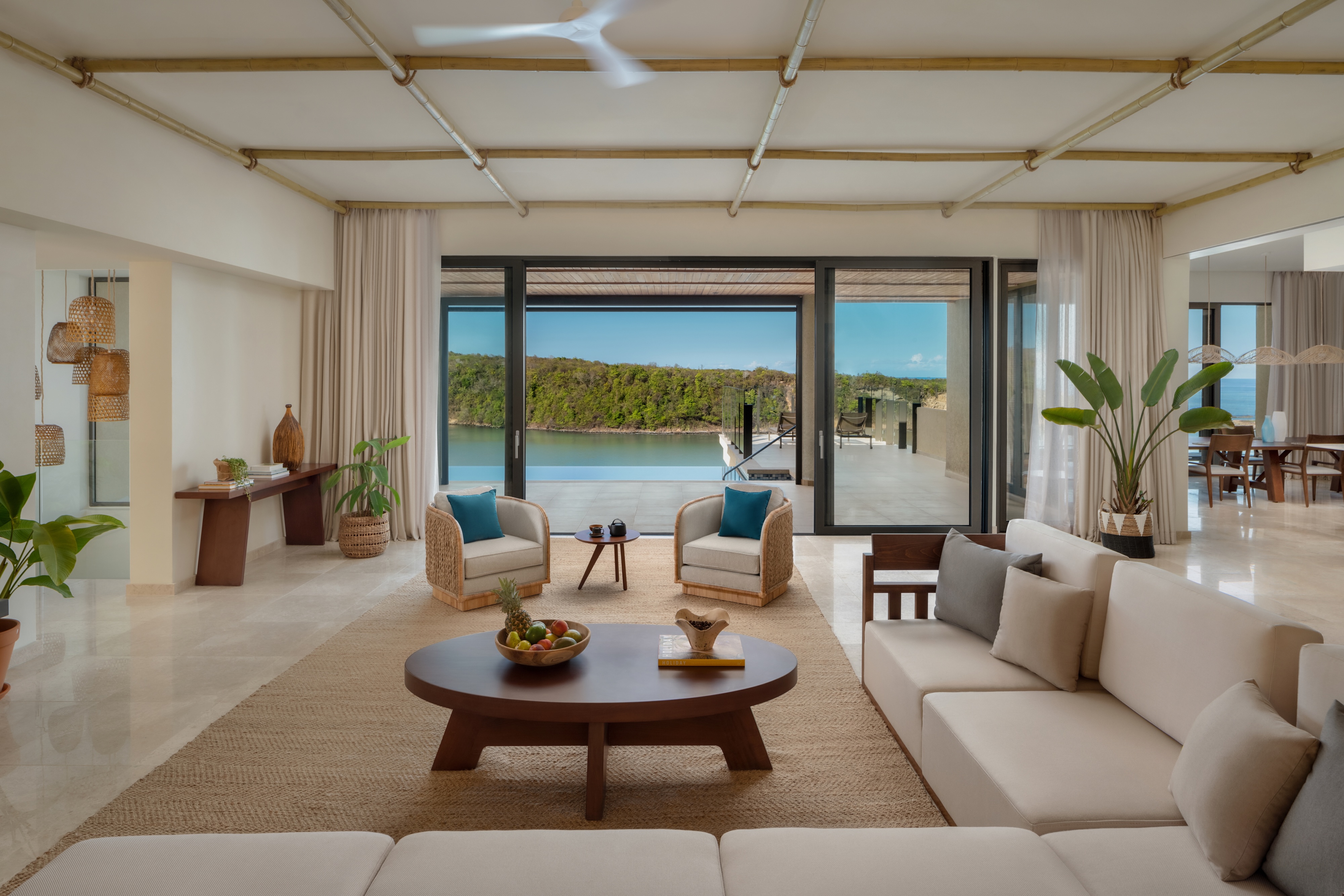 HDHotelGrenadaSix Senses La SagesseFour Bedroom Cliff Retreat Living Room