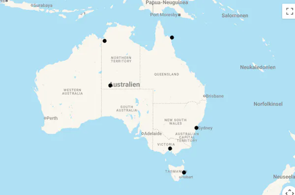 Karte Best of Australia im Private Jet