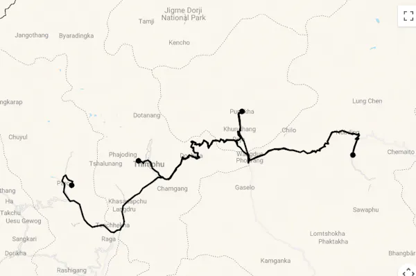 Karte Magisches Bhutan: Kultur, Natur & Luxus in den besten Lodges des Landes
