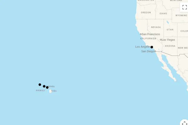 Karte Traumreise Hawaii mit Flügen, Hotels und Mietwagen