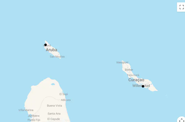 Karte Türkisblaues Meer & Weiße Sandstrände: Traumziele Aruba & Curacao