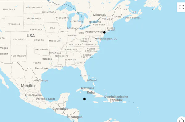 Karte New York und Grand Cayman