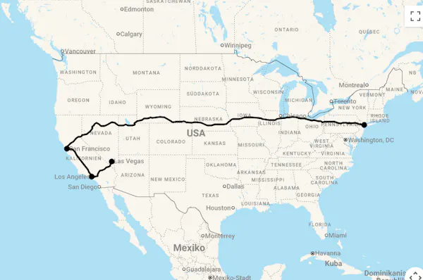 Karte Luxus Cityhopping USA: New York, San Francisco, Los Angeles & Las Vegas entdecken