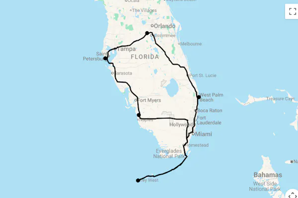 Karte 18 Tage Best of Florida in Luxushotels