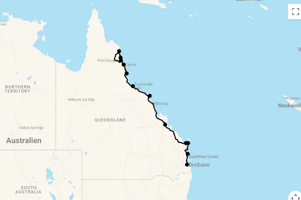Karte 19 Tage Queensland Explorer